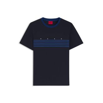 HUGO BOSS Cotton T-shirt with printed stripes
