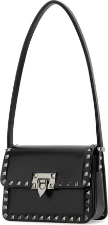 Valentino Garavani Womens Studded Leather Shoulder Bag Black