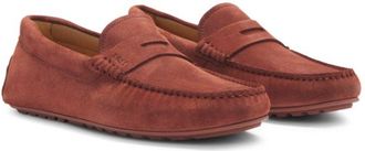 BOSS Portuguese-crafted moccasin loafers in suede with penny trim
