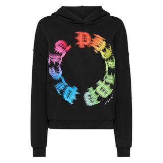 Philipp Plein Hooded Sweatshirt Gothic Plein - Dames - Hoodies - Zwart - S - Katoen - Hoodies & sweatvesten