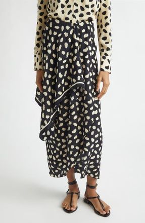 Johanna Ortiz Captivation Print Silk Skirt in Black /Ecru at Nordstrom, Size 6