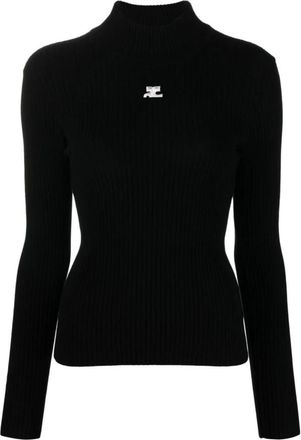 Courr&egrave;ges Zwarte Jumper Pullover - Dames - Coltruien - Zwart - L - Truien & Vesten
