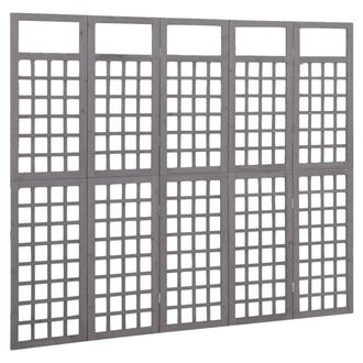 Berkfield Home Durable 5-Panel Room Divider/Trellis Solid Fir Wood Grey 201.5x180 cm