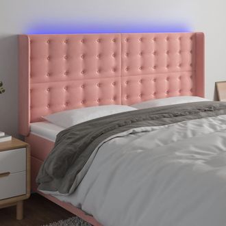 vidaXL Cabecero Con Led De Terciopelo Rosa 203x16x118/128 Cm Vidaxl