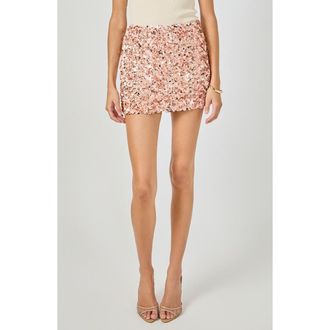 endless rose Sequin A-Line Miniskirt in Coral at Nordstrom, Size X-Small