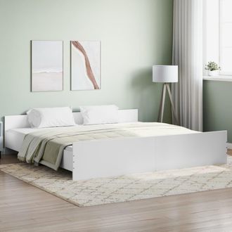 Berkfield Home Bed Frame with Headboard with Footboard White 180x200 cm Super King