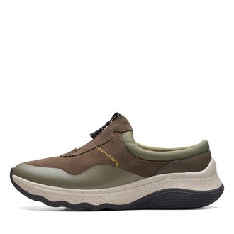 Clarks Womens Jaunt Way Sneaker, Dark Olive, 4 UK