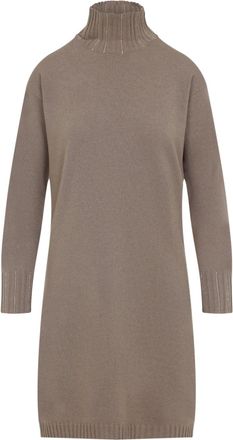 Fabiana Filippi Cortex Brown Virgin Wool Knit Midi Dress-Donna
