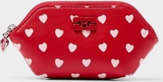 Ganni Womens Bou hearts zippered coin purse
