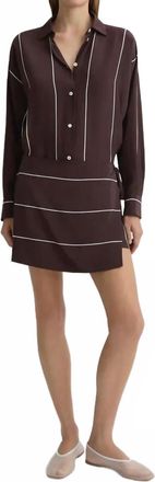 Bondi Born Orta Silk Wrap Mini Dress In Mocha Stripe