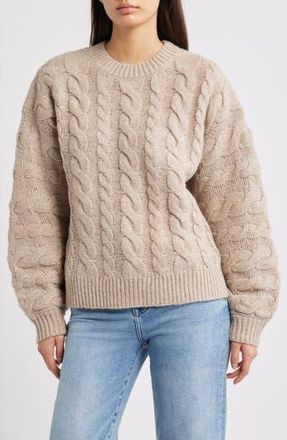 All in Favor Oversize Cable Knit Sweater in Beige at Nordstrom Rack, Size Small