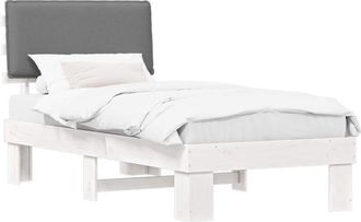 vidaXL Estructura De Cama Con Cabecera Tapizada Gris Claro 80 X 200 Cm Vidaxl