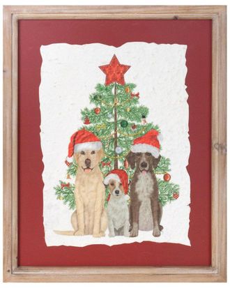 Melrose International Framed Holiday Dogs & Christmas Tree Print