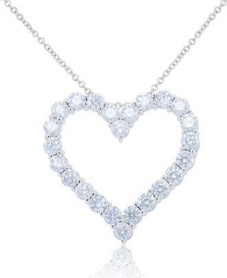 Diana M. Jewels 18kt white gold open heart pendant featuring 5.85 cts of round diamonds, 24 stones