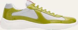 Prada Mens Americas Cup Patent Leather Sneakers