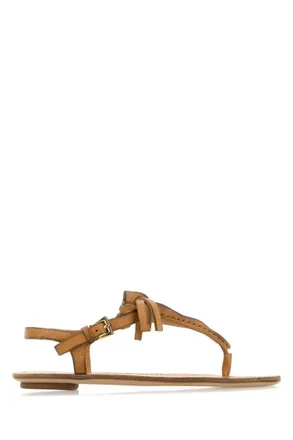 Prada Light Brown Solid Sandals