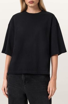 AllSaints Esme Amelie Crochet Heart Back T-Shirt in Black at Nordstrom, Size X-Small