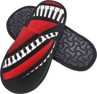 Generic Sliders Piano Keyboard Black White Red Lightweight Slippers Comfy Cotton Slippers For Christmas Big Kid Adult M