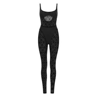 Marine Serre Moonogram Mesh Flock Catsuit - female - Marine Serre - Jumpsuits - Black - XS - Jumpsuits & Playsuits