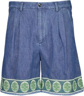 Valentino Garavani Jacquard Hem Denim Bermuda Shorts - Heren - Denim shorts - Blauw - L - Denim - Korte Broeken