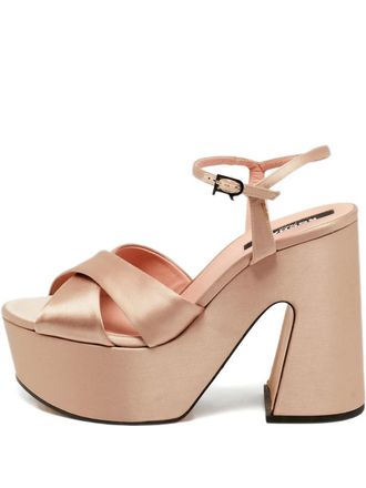 Rochas criss-cross platform sandals - Neutrals