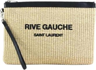 Saint Laurent Pre-owned Clutches, female, Beige, Size: ONE SIZE Pre-owned Raffia Clutch