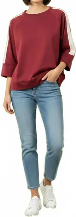 She + Sky Womens Half Sleeve Scuba Knit Top In Blue