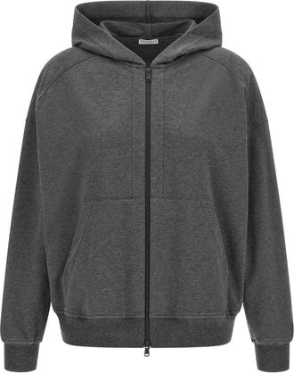 Brunello Cucinelli Grey Solid Hood Sweatshirt