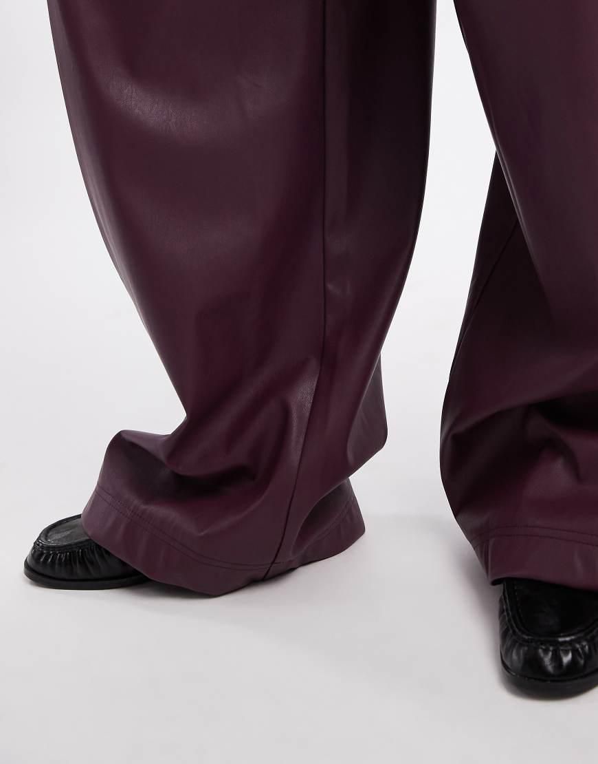 Miss Selfridge Pantaloni a fondo ampio in pelle sintetica color