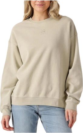 MY ESSENTIAL WARDROBE Hoodies & sweatvesten, Dames, Beige, L, Zand Logo Geborduurd Sweatshirt