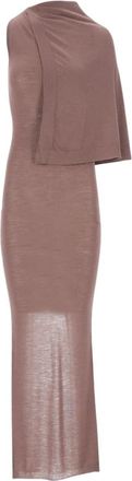 Rick Owens Mouwloze Sjaaljurk - Dames - Kleedjes - Bruin - L - Wol - Kleedjes