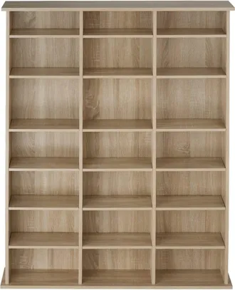 TecTake Estantería para CD y estantes regulables 105,5x19x136,5cm madera clara