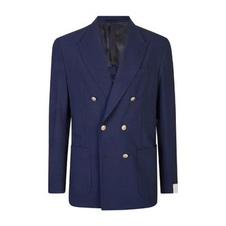 Eleventy Blazers, male, Blue, Size: XL Double-breasted Jacket