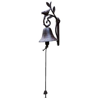 OEM Campana De Hierro Fundido Con Manivela, Decorada Con Motivos De Flores Y P&aacute;jaros, Campanilla De Viento, Decoraci&oacute;n Para Patio De Villa, Adorno De Jard