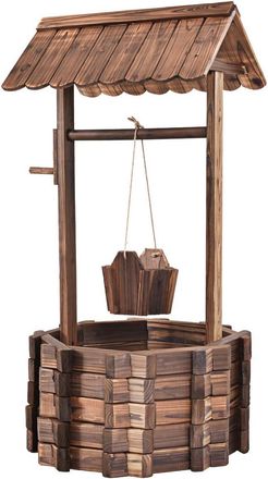 Costway Costway - Pozo De Madera Con Techo Cubo De Flores Maceta Decoraci&oacute;n De Jard&iacute;n 56x56x114 Cm