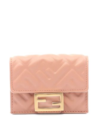 Fendi 20s Baguette Micro Trifold FF quilted wallet - women - Calf Leather - One Size - Pink