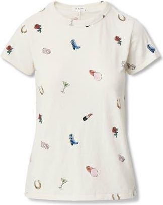 Rag & Bone Allover Print Short Sleeve Cotton T-Shirt in Ivory Multi at Nordstrom Rack, Size Xx-Small Regular