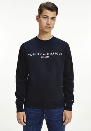Tommy Hilfiger Sweatshirt »TOMMY LOGO SWEATSHIRT mit Rundhals und Stickerei« unifarben, casual, regular fit, Baumwollmix, Rundhals