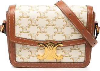 Celine Pre-owned Celine Teen Triomphe Coated Canvas and Calfskin Triomphe Crossbody Ladies D47QGEDY3AX6J6D5