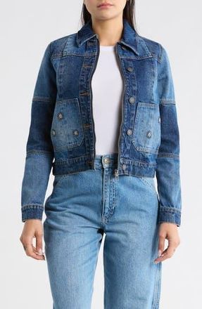 Desigual Beaded Denim Trucker Jacket in Medium Blue at Nordstrom Rack, Size X-Small