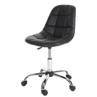 Hhg Hhg - Sedia Sgabello Ufficio Con Ruote 817 Acciaio Cromato Ecopelle Nero