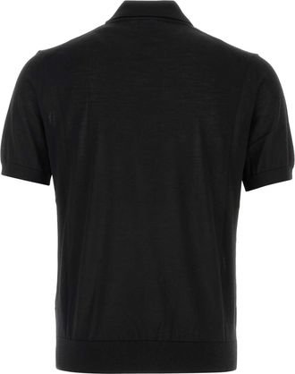 Prada Mens Virgin Wool Polo Shirt Black Sweater