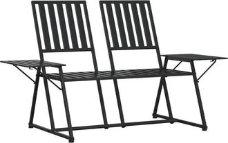 vidaXL 2-Seater Garden Bench 165 cm Black Steel Vidaxl