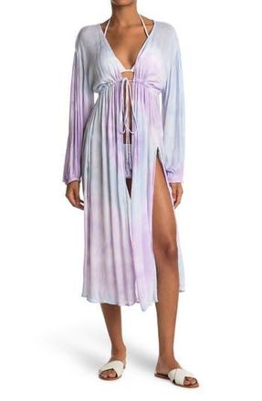 Boho Me Open Front Tie Dye Cover Up in Lavender at Nordstrom Rack, Size Large/x-Large