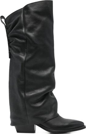 Gisèl moirè Stivali Hunter a punta - Nero