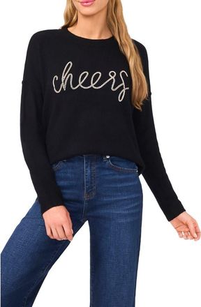 CeCe by Cynthia Steffe Holiday Beaded Sweater in Rich Black at Nordstrom Rack, Size X-Small