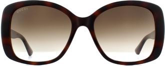 Gucci Vlinder Dames Havana Bruin Gradient Zonnebril