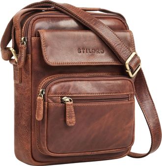 STILORD Amir Leather Shoulder Bag Mens Small Cross-Body Messenger Bag Genuine Leather with zipper Adjustable Strap Travel Business Casual Daily 8 Tablet Colou