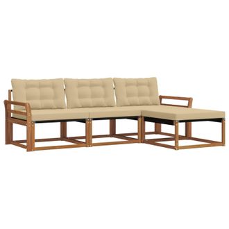 vidaXL Conjunto De Sof&aacute;s De Exterior Con Coj&iacute;n 4 Pcs Natural Y Beige Vidaxl