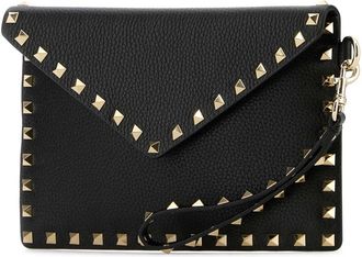 Valentino Garavani Womens Flat Clutch Black Calf